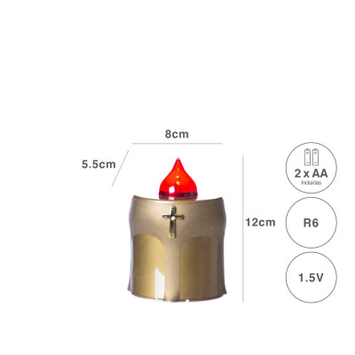 Círio Elétrico Aeternum 8X5.5X12cm