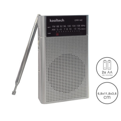 Radio Kooltech Analogico Plástico Preto 12X7X3cm