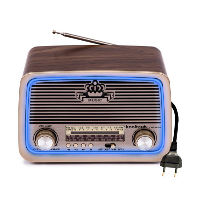 Rádio / Coluna Vintage Kooltech Indie Castanho 19X15X10cm