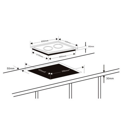 Placa Indução Dupla 3500W 60X34X7.5cm