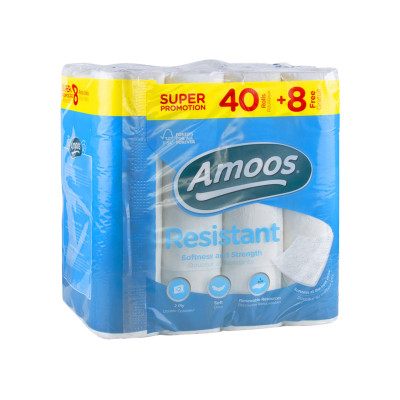 Rolo Papel Higiénico Doméstico Resistant 2 Folhas Pack 48